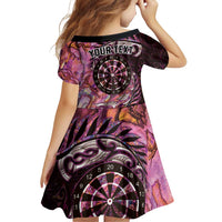 New Zealand Darts Personalised Family Matching Off Shoulder Short Dress and Hawaiian Shirt Aotearoa Silver Fern Pink Papua Shell Spirit LT9 - Polynesian Pride