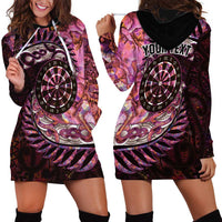 New Zealand Darts Personalised Hoodie Dress Aotearoa Silver Fern Pink Papua Shell Spirit LT9 - Polynesian Pride