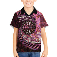 New Zealand Darts Personalised Kid Hawaiian Shirt Aotearoa Silver Fern Pink Papua Shell Spirit LT9 Kid Pink - Polynesian Pride