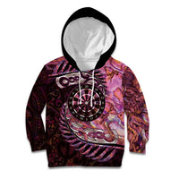 New Zealand Darts Personalised Kid Hoodie Aotearoa Silver Fern Pink Papua Shell Spirit LT9 Hoodie Pink - Polynesian Pride