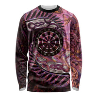 New Zealand Darts Personalised Long Sleeve Shirt Aotearoa Silver Fern Pink Papua Shell Spirit LT9 Unisex Pink - Polynesian Pride