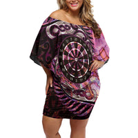 New Zealand Darts Personalised Off Shoulder Short Dress Aotearoa Silver Fern Pink Papua Shell Spirit LT9 Women Pink - Polynesian Pride