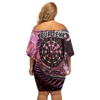 New Zealand Darts Personalised Off Shoulder Short Dress Aotearoa Silver Fern Pink Papua Shell Spirit LT9 - Polynesian Pride