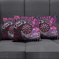 New Zealand Darts Personalised Pillow Cover Aotearoa Silver Fern Pink Papua Shell Spirit LT9 - Polynesian Pride
