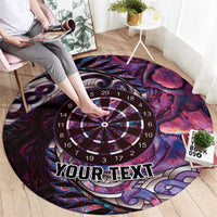 New Zealand Darts Personalised Round Carpet Aotearoa Silver Fern Pink Papua Shell Spirit LT9 - Polynesian Pride