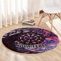 New Zealand Darts Personalised Round Carpet Aotearoa Silver Fern Pink Papua Shell Spirit LT9 - Polynesian Pride
