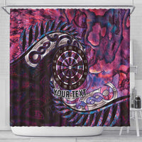 New Zealand Darts Personalised Shower Curtain Aotearoa Silver Fern Pink Papua Shell Spirit LT9 - Polynesian Pride
