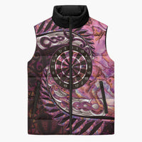 New Zealand Darts Personalised Sleeveless Puffer Jacket Aotearoa Silver Fern Pink Papua Shell Spirit LT9 Unisex Pink - Polynesian Pride