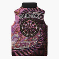 New Zealand Darts Personalised Sleeveless Puffer Jacket Aotearoa Silver Fern Pink Papua Shell Spirit LT9 - Polynesian Pride