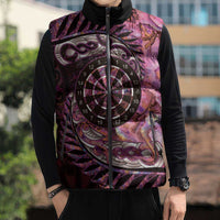 New Zealand Darts Personalised Sleeveless Puffer Jacket Aotearoa Silver Fern Pink Papua Shell Spirit LT9 - Polynesian Pride