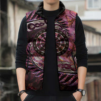 New Zealand Darts Personalised Sleeveless Puffer Jacket Aotearoa Silver Fern Pink Papua Shell Spirit LT9 - Polynesian Pride