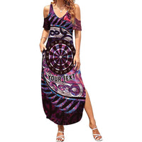 New Zealand Darts Personalised Summer Maxi Dress Aotearoa Silver Fern Pink Papua Shell Spirit LT9 Women Pink - Polynesian Pride