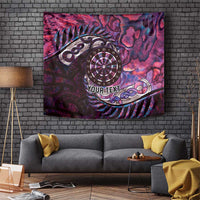 New Zealand Darts Personalised Tapestry Aotearoa Silver Fern Pink Papua Shell Spirit LT9 Pink - Polynesian Pride