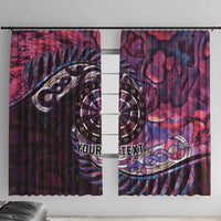 New Zealand Darts Personalised Window Curtain Aotearoa Silver Fern Pink Papua Shell Spirit LT9 With Hooks Pink - Polynesian Pride