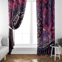 New Zealand Darts Personalised Window Curtain Aotearoa Silver Fern Pink Papua Shell Spirit LT9 - Polynesian Pride