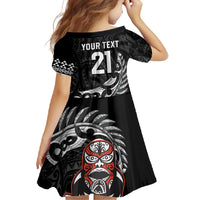 New Zealand Indigenous-Maori Rugby Custom Family Matching Long Sleeve Bodycon Dress and Hawaiian Shirt