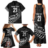 New Zealand Indigenous-Maori Rugby Custom Family Matching Tank Maxi Dress and Hawaiian Shirt
