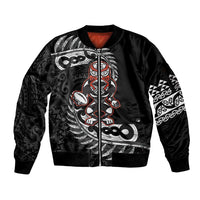 New Zealand Indigenous-Maori Rugby Custom Sleeve Zip Bomber Jacket