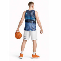 New Zealand Matariki Basketball Jersey Taniko Aramoana With Koru Galaxy Sky Night LT9 - Polynesian Pride