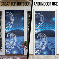 New Zealand Matariki Door Cover Taniko Aramoana With Koru Galaxy Sky Night LT9 - Polynesian Pride