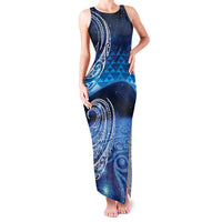 New Zealand Matariki Family Matching Tank Maxi Dress and Hawaiian Shirt Taniko Aramoana With Koru Galaxy Sky Night