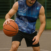 New Zealand Matariki Sleeveless Hoodie Taniko Aramoana With Koru Galaxy Sky Night LT9 - Polynesian Pride
