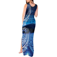 New Zealand Matariki Tank Maxi Dress Taniko Aramoana With Koru Galaxy Sky Night LT9 - Polynesian Pride