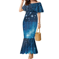 New Zealand Matariki Family Matching Mermaid Dress and Hawaiian Shirt Taniko Aramoana With Maori Galaxy Sky Night LT9 Mom's Dress Galaxy - Polynesian Pride