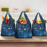 New Zealand Matariki Grocery Bag Taniko Aramoana With Maori Galaxy Sky Night
