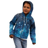 New Zealand Matariki Kid Hoodie Taniko Aramoana With Maori Galaxy Sky Night LT9 - Polynesian Pride