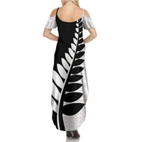New Zealand Silver Fern Niho Taniwha Family Matching Summer Maxi Dress and Hawaiian Shirt LT9 - Polynesian Pride