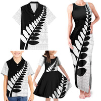 New Zealand Silver Fern Niho Taniwha Family Matching Tank Maxi Dress and Hawaiian Shirt LT9 - Polynesian Pride