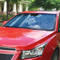 Blue Hibiscus Turle Auto Sun Shade Hawaiian Style Tribal Tapa Pattern - Polynesian Pride