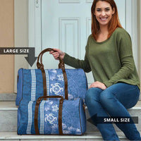 Blue Hibiscus Turle Travel Bag Hawaiian Style Tribal Tapa Pattern - Polynesian Pride