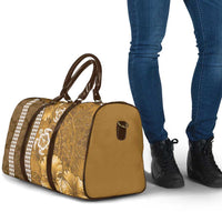 Gold Hibiscus Turle Travel Bag Hawaiian Style Tribal Tapa Pattern - Polynesian Pride