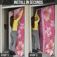 Pink Hibiscus Turle Door Cover Hawaiian Style Tribal Tapa Pattern - Polynesian Pride