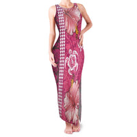 Pink Hibiscus Turle Family Matching Tank Maxi Dress and Hawaiian Shirt Hawaiian Style Tribal Tapa Pattern LT9 Mom's Dress Pink - Polynesian Pride