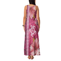 Pink Hibiscus Turle Family Matching Tank Maxi Dress and Hawaiian Shirt Hawaiian Style Tribal Tapa Pattern LT9 - Polynesian Pride