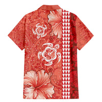 Red Hibiscus Turle Family Matching Mermaid Dress and Hawaiian Shirt Hawaiian Style Tribal Tapa Pattern LT9 - Polynesian Pride