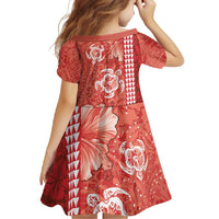 Red Hibiscus Turle Family Matching Summer Maxi Dress and Hawaiian Shirt Hawaiian Style Tribal Tapa Pattern LT9 - Polynesian Pride