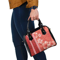 Red Hibiscus Turle Shoulder Handbag Hawaiian Style Tribal Tapa Pattern