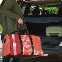 Red Hibiscus Turle Travel Bag Hawaiian Style Tribal Tapa Pattern - Polynesian Pride