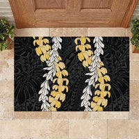Puakenikeni and Maile Lei Rubber Doormat Black Double Strand Lei