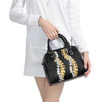 Puakenikeni and Maile Lei Shoulder Handbag Black Double Strand Lei