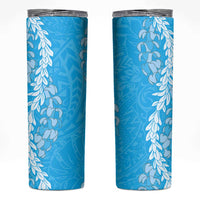 Puakenikeni and Maile Lei Skinny Tumbler Blue Double Strand Lei LT9 Blue - Polynesian Pride