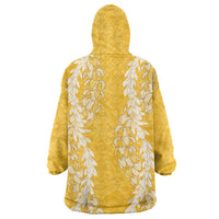 Puakenikeni and Maile Lei Wearable Blanket Hoodie Gold Double Strand Lei LT9 - Polynesian Pride
