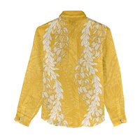 Puakenikeni and Maile Lei Women Casual Shirt Gold Double Strand Lei LT9 - Polynesian Pride
