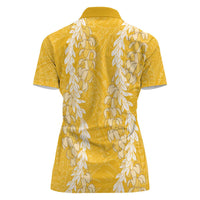 Puakenikeni and Maile Lei Women Polo Shirt Gold Double Strand Lei LT9 - Polynesian Pride