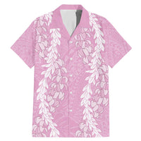 Puakenikeni and Maile Lei Family Matching Mermaid Dress and Hawaiian Shirt Pink Double Strand Lei LT9 Dad's Shirt - Short Sleeve Pink - Polynesian Pride