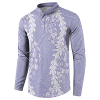 Puakenikeni and Maile Lei Button Sweatshirt Purple Double Strand Lei LT9 - Polynesian Pride